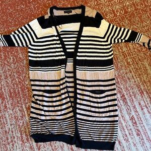 Joseph A. Black and Cream Striped Cardigan